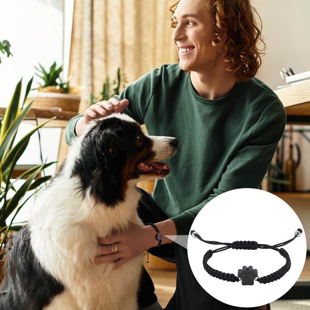 UNICRAFTALE Adjustable 3/4~3 inch Pet Memorial Bracelet 304 Stainless Steel Cremation Jewelry with Paw Print Design Complete Tool Kit for Ashes Keepsake Gift for Pet Loss