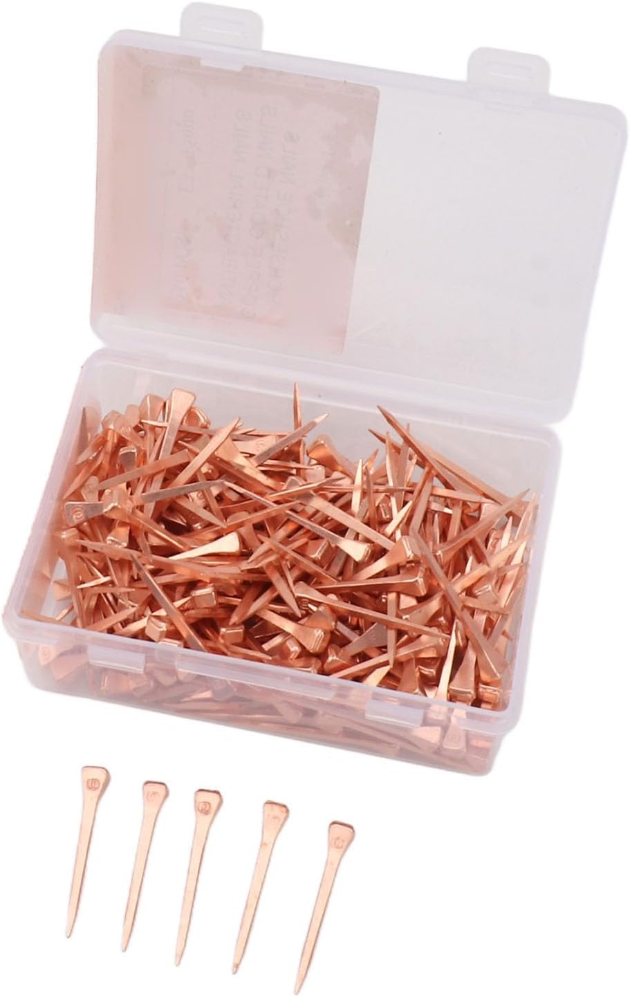 250Pcs Horseshoe Nails Copper Plated, Equestrian Riding Equipment, Rustproof Horseshoe Nails for Horse Hoof Health, Durable Copper Plated Nails with Storage Box, Professional Eques (45mm E3)