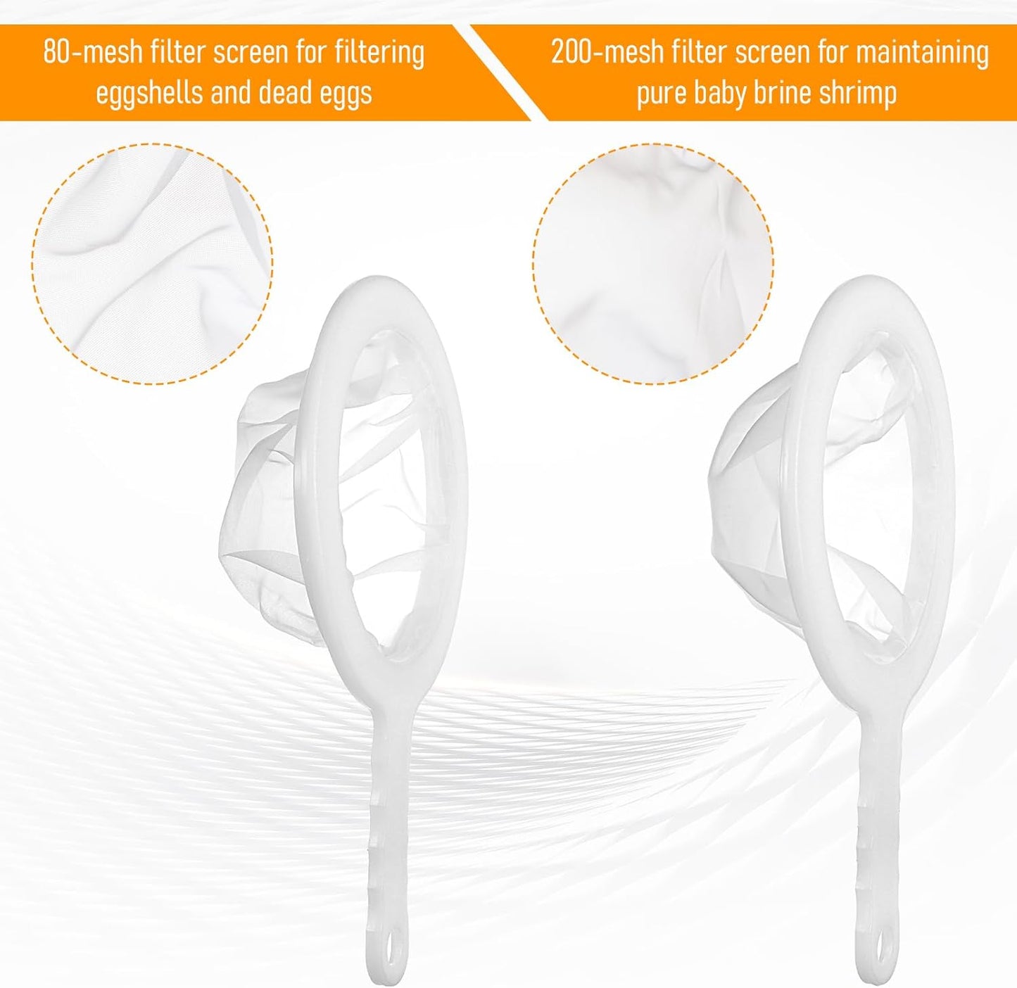 2 PCS Baby Brine Shrimp Net Sieve, 80 Mesh 200 Mesh Kit, Small Fish Aquarium Net for Brine Shrimp Hatchery, Fry Eggs for Hatching Baby Fish Separator