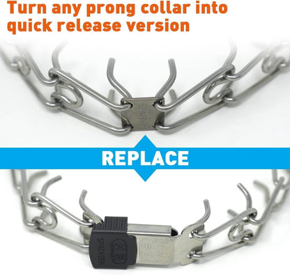 Herm Sprenger ClicLock Fastener Stainless Steel Buckle for Prong Dog Training Collar & Quick Release with Easy Buckle for Medium Large Dogs (3.0/3.2mm)