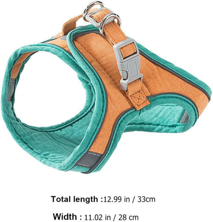 Cat Harness Leash Set Adjustable Reflective Vest Soft Breathable Pet Cat Pulling Strap for Outdoor Walking and Travel, Medium Orange-Green