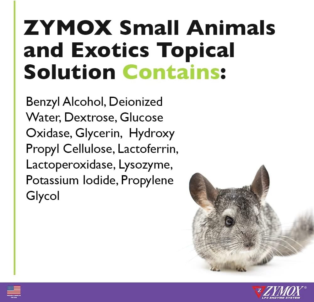 Zymox Small Animal & Exotic Topical Solution, 1.25 oz. – Supports Healthy Skin & Ears for Dog, Cat, Rabbit, Guinea Pig, Ferret, Hamster, Chinchilla, Monkey