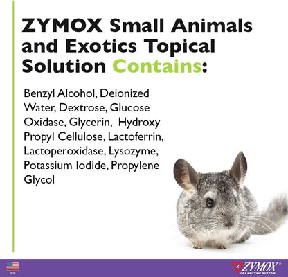 Zymox Small Animal & Exotic Topical Solution, 1.25 oz. – Supports Healthy Skin & Ears for Dog, Cat, Rabbit, Guinea Pig, Ferret, Hamster, Chinchilla, Monkey