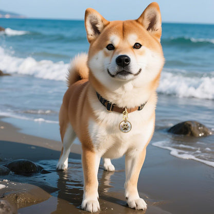 18K Gold Plated Nature Shell QR Code Pet ID Tags Personalized Dog Tag and Cat Tags Editable Online Profile Free Page Emergency Contacts Scan QR to Receive Instant Pet Location Alert Emails(18K Gold)