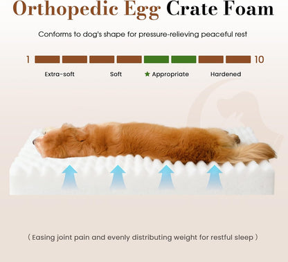 Extra Large Dog Bed for Crate, Orthopedic Dog Bed with Waterproof Lining, Soft Short Plush Surface & Egg Crate Foam, Machine Washable Pet Bed with Removable Cover & Anti Slip Bottom