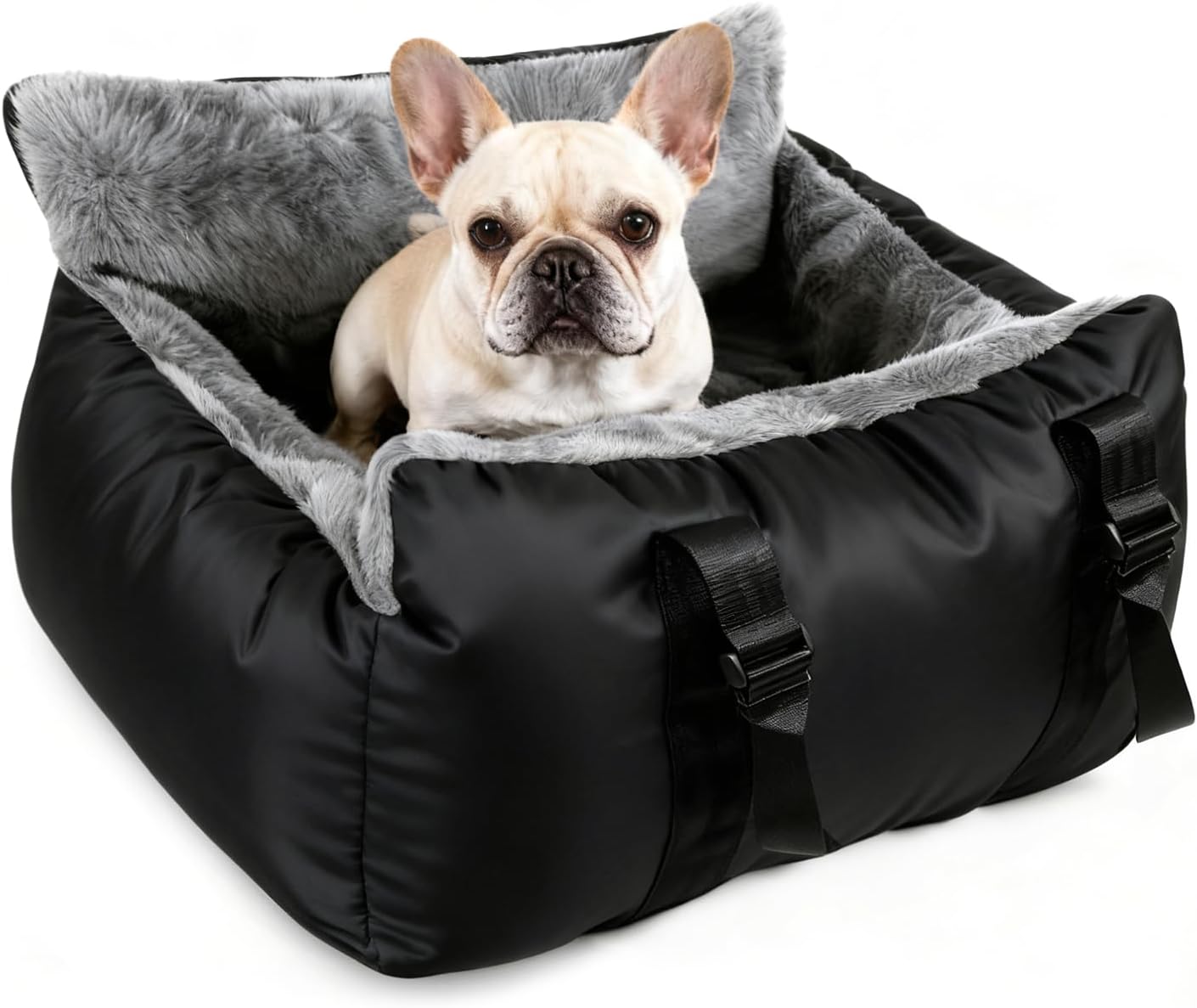 Dog Car Seat for Small Dogs,Double-Sided Washable Portable Travel Bed with Detachable Design, Black - Gray Handbag,Style Booster Seat(Under 25 Lbs)