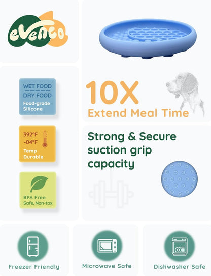 Slow Feeder Bowl Bundle: Light Blue Frozen Lick Mat (6.0" x 1.0") + Mint Green Starry Sky Feeder (4.3" x 2.9"), Freeze-Friendly Lick Bowl with Suction Cups for Enrichment and Anxiety Relief