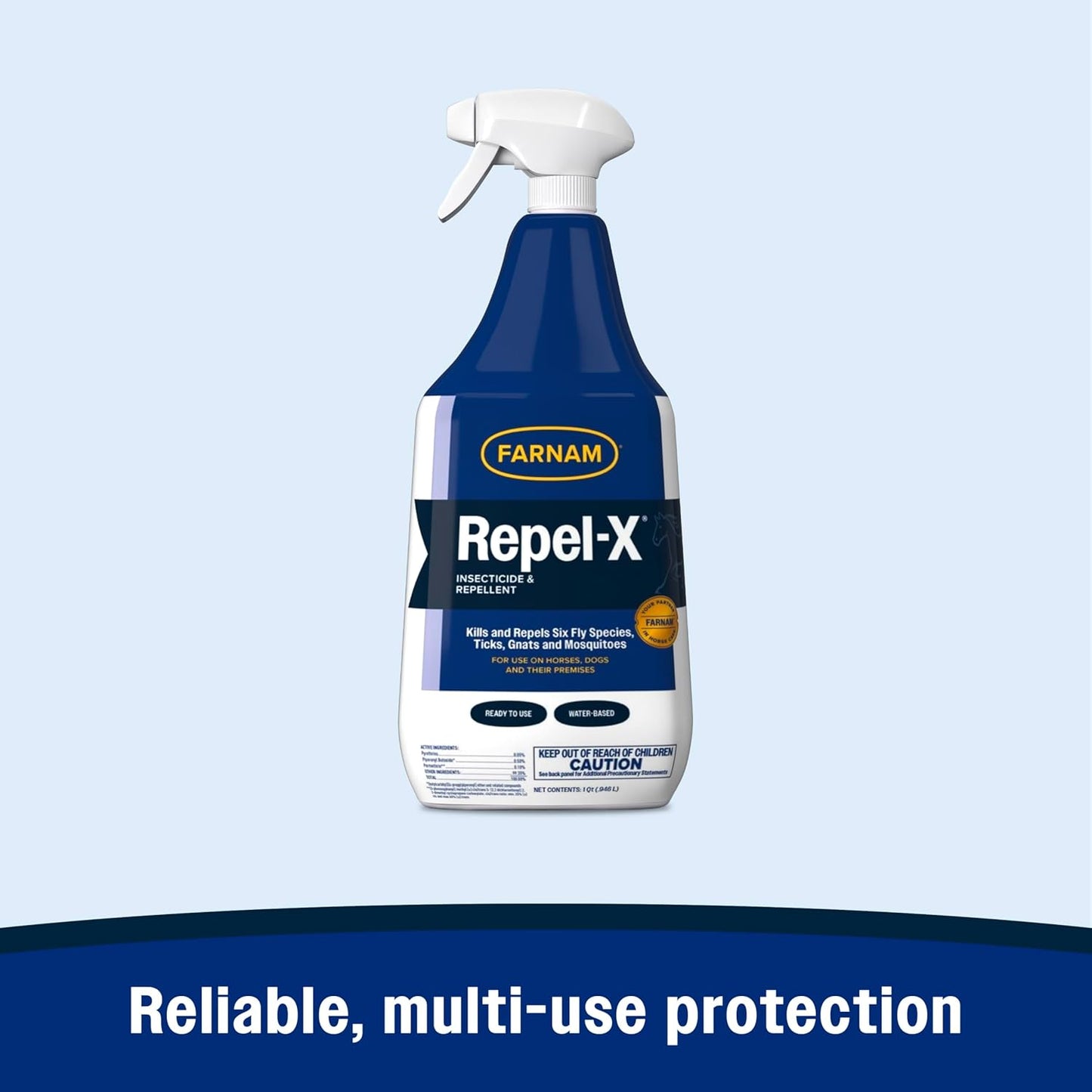 Farnam Repel-X Insecticide & Repellent Water-based Fly Spray for Horses, Dogs and Premises, 32 Ounces