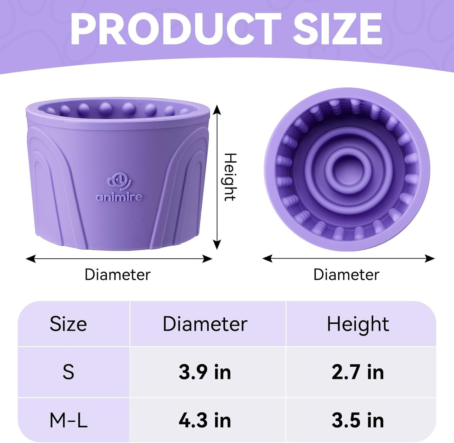 Dog Slow Feeder Lick Bowl, Anxiety Relief Dog Licking Mat Treat Dispenser, Non-Slip Anti-Choking Slow Eating Lick Bowl for Small Medium and Large Breed Dogs, BPA Free Silicone(Purple,S)
