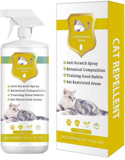 Advanced Cat Deterrent Spray, Natural Formula Cat Repellent Indoor and Outdoor, Strengthened Cat Scratch Deterrent for Furniture, Sofas, Rugs, Curtain Protection, Stop Cats from Urinating(Yellow, L)