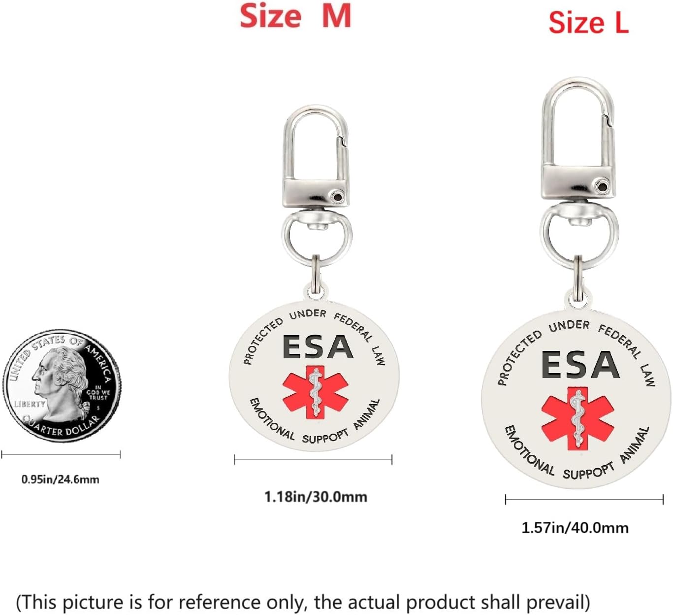 Emotional Support Animal Tag, ESA ID Tag Easily Attach to Vest, Collar, Harness (Large)