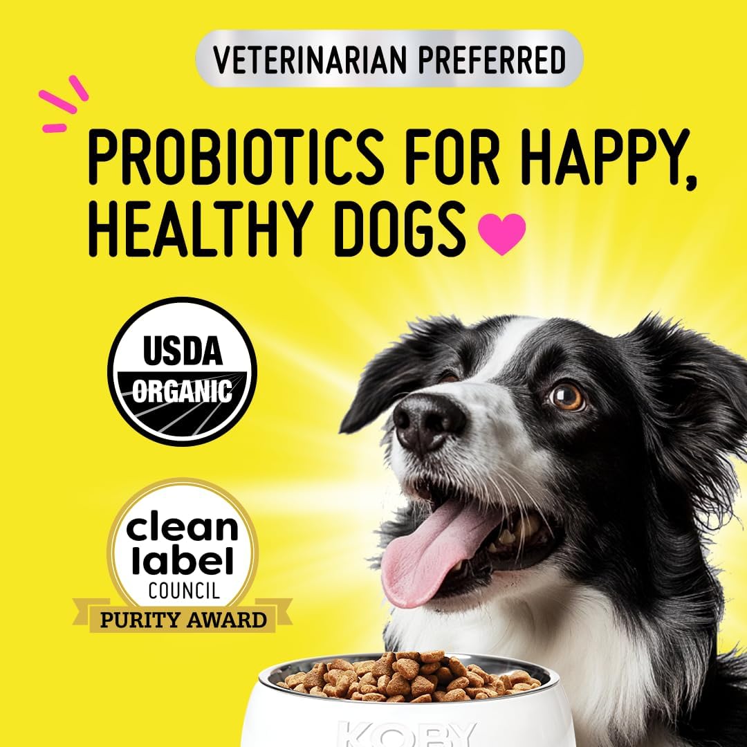 Koby Dog Probiotic Powder – Made with Clean USDA Organic Ingredients for Gut, Digestive, Skin & Immune Support – Vet-Inspired Probiotics for Dogs of All Ages – 7 Billion CFUs, 60 Servings