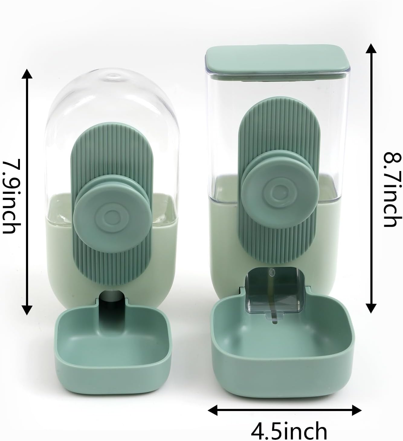 Kenond 35oz Hanging Automatic Pet Food Water Dispenser, Auto Gravity Pet Feeder and Waterer Set, Cage Cat Food Bowl Dog Feeding Station for Puppy and Kitten Rabbit Chinchilla Hedgehog Ferret (Green)