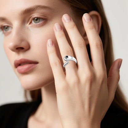 Paw Print Urn Ring for Ashes Sterling Silver Pets Dog Cat Ring Keepsake Memorial Cremation Jewelry Gifts for Women