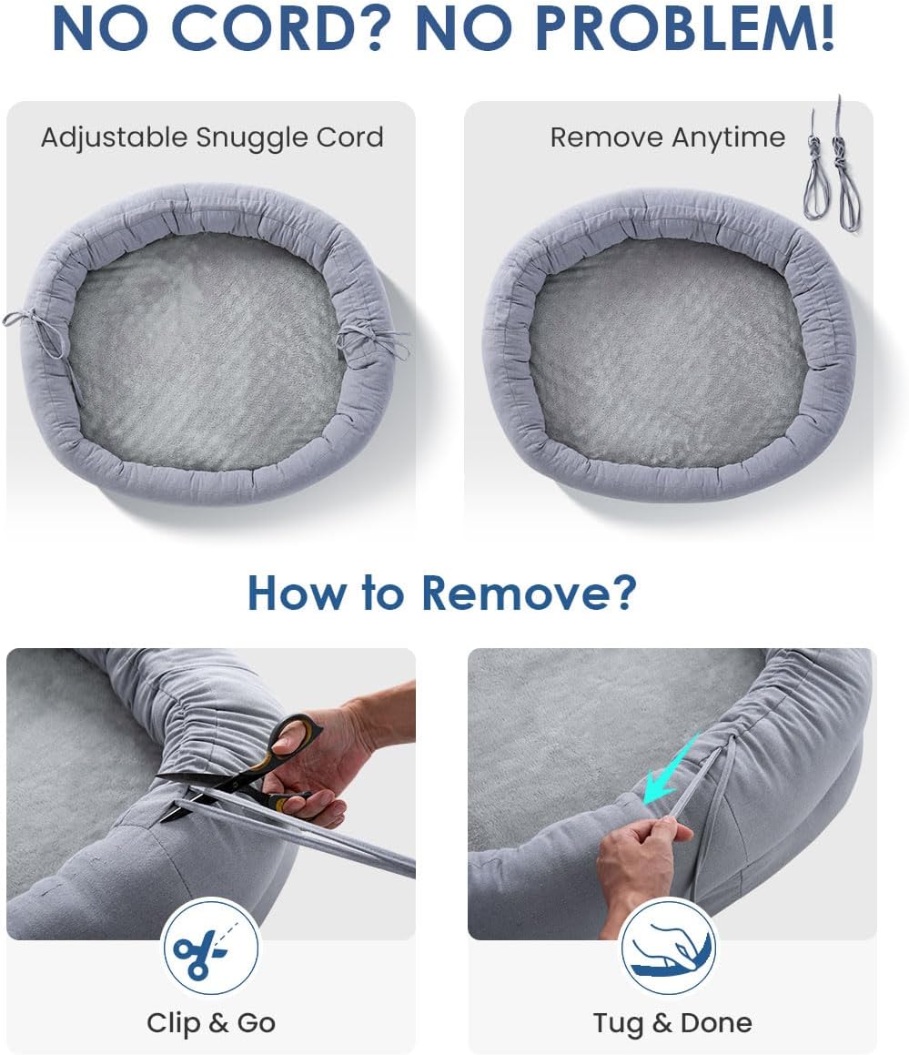 Orthopedic Dog Bed for Small Medium Size Dogs, Pet Sofa Bed with Egg Crate Foam, 4-Sided Bolster, Reversible Mattress, Removable Washable Cover & Anti-Slip Bottom, Light Gray