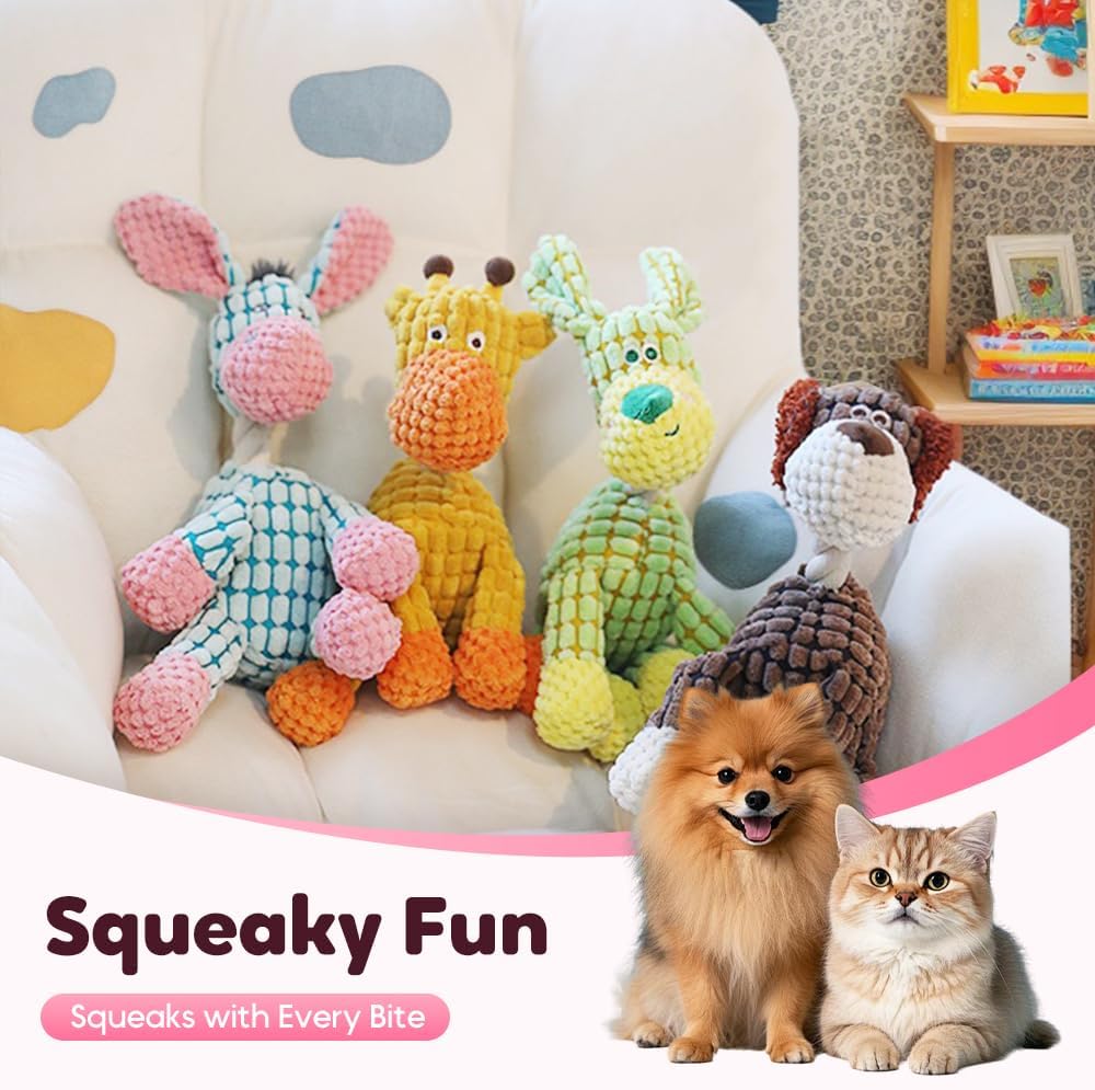 Indestructible Dog Toy, 2026 New Durable Plush Dog Toys for Aggressive Chewers, Squeaky Chew Toy for Small Medium Large Dogs Puppy Teething Toys (Brown+Orang)