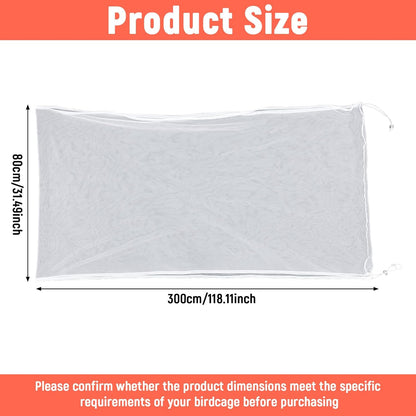 Large Bird Cage Cover Net, Adjustable Bird Cage Cover Net White Birdcage Nylon Mesh Nets Soft Airy Skirt Guard for Parrot Cages(118 x 32 Inch, White)