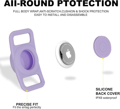 AirTag Dog Collar, Reflective Nylon, Metal Buckle, IP68, Dog Collar with AirTag Holder, Heavy Duty Dog Collars for Large Medium Small Dogs (Lavender Purple, S：Width 3/4",Neck 9.8"-15.4")