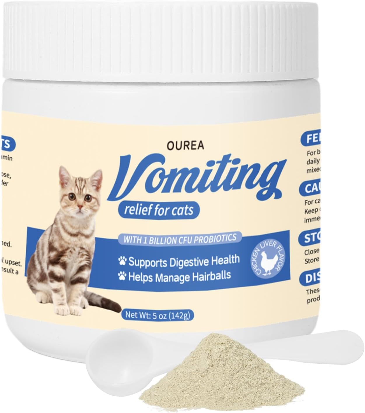 Cat Vomit Remedy, Vomiting Supplement for Cat, Furball Treatment for Cats, Probiotic for Cats Helps Soothes Sensitive Stomachs and Supports Digestive Comfort,142g (5 oz)
