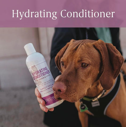 Dog & Cat Conditioner | Moisturizing Hypoallergenic Formula for Soft, Shiny Coat | Sweet Pea & Vanilla | 12oz Bottle - Made in USA - Breedwise