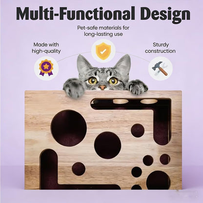 2026 New Cat Scratch Puzzle Enrichment Box: Nail File Stress Free Alternative to Clippers and Grinders, Cat Nail File Enrichment Box with Sandpaper Inside Bell Ball for Indoor (2pcs-B)