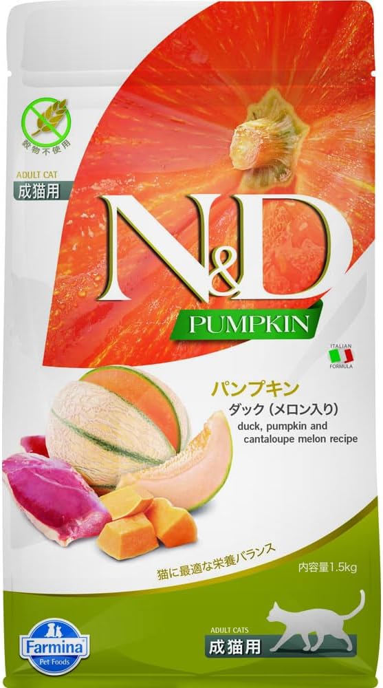 Farmina N&D, Pumpkin Duck Pumpkin and Cantaloupe Melon Recipe Adult Dry Cat Food, 3.3lb