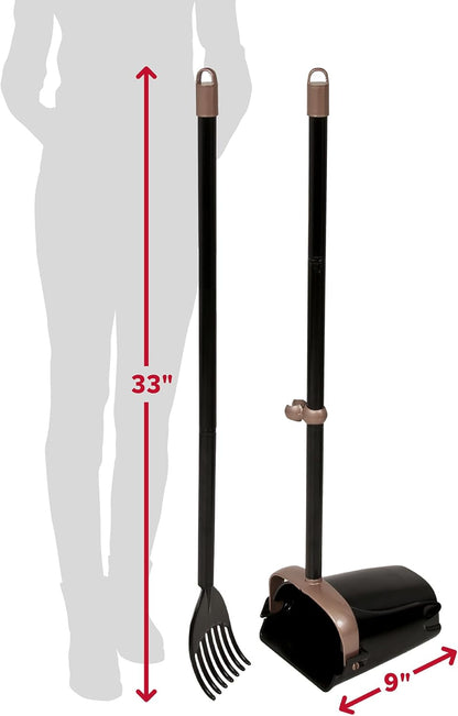 Arm & Hammer Dog Pooper Scooper Swivel Bin & Rake, Poop Scoop for Dogs, Black (2 Heavy Duty Scented Waste Bags Included)