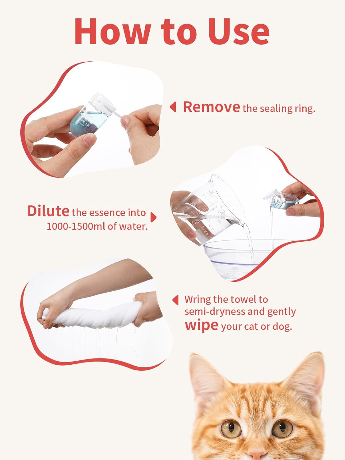 Waterless Dog & Cat/Kitten Shampoo – Odor Control, Safe to Lick, Plant-Based, No Bath Needed – Stain Remover – 8 x 0.41 fl oz (12ml) Travel Tubes – 4 Calming Scents – Ideal for Sensitive Pets