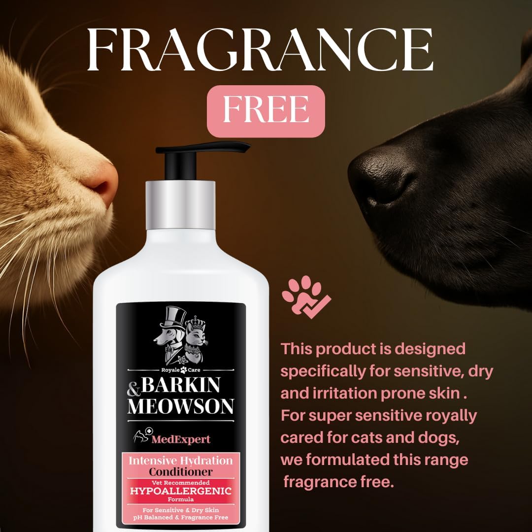 Barkin & Meowson MedExpert Hypoallergenic Intensive Hydration Conditioner 350ml / 11.83 fl.oz  for Sensitive Skin, Dogs and Cats - Fragrance Free