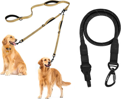 PetBonus No Tangle Double Dog Leash and Dog Seat Belt for Car