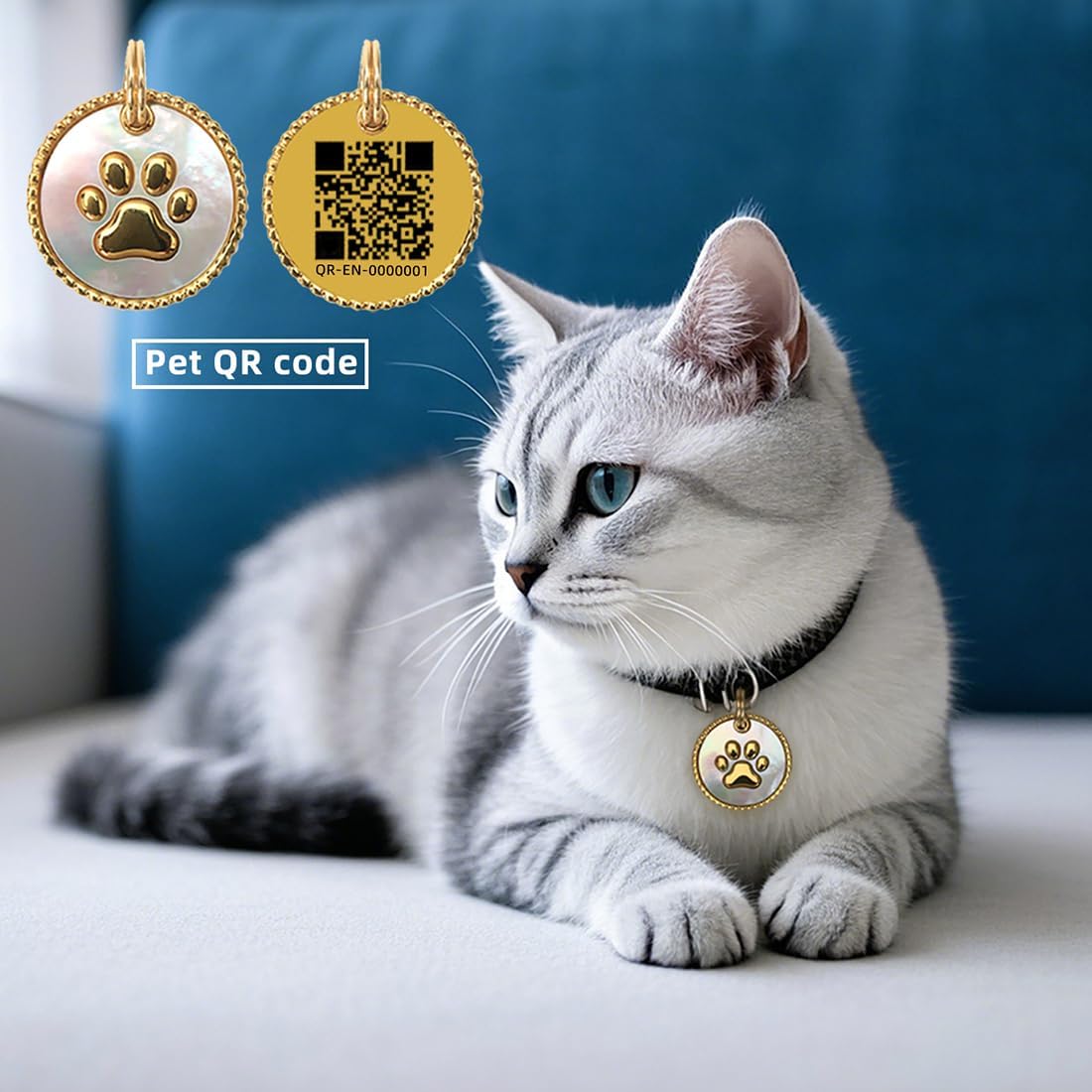 18K Gold Plated Nature Shell QR Code Pet ID Tags Personalized Dog Tag and Cat Tags Editable Online Profile Free Page Emergency Contacts Scan QR to Receive Instant Pet Location Alert Emails(18K Gold)