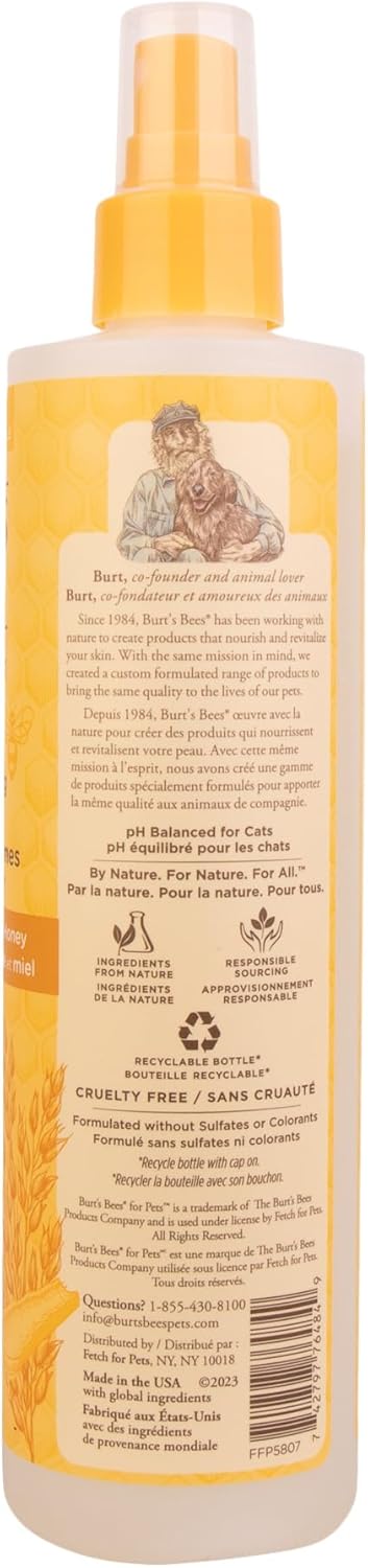 Burt's Bees for Pets Dander Reducing Cat Spray with Colloidal Oat Flour and Honey - Cat Dander Remover Gives Dry Skin Relief for Cats, Essential Kitten Supplies for Allergy Relief, 10 Fl Oz