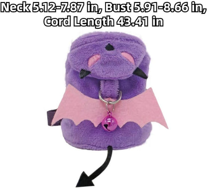 Ferret Harness and Leash, Adjustable Ferret Walking Vest for Squirrel and Small Animal, Soft and Breathable Small Animal Lead Leash with Evil Wings and Safe Bell (Red)