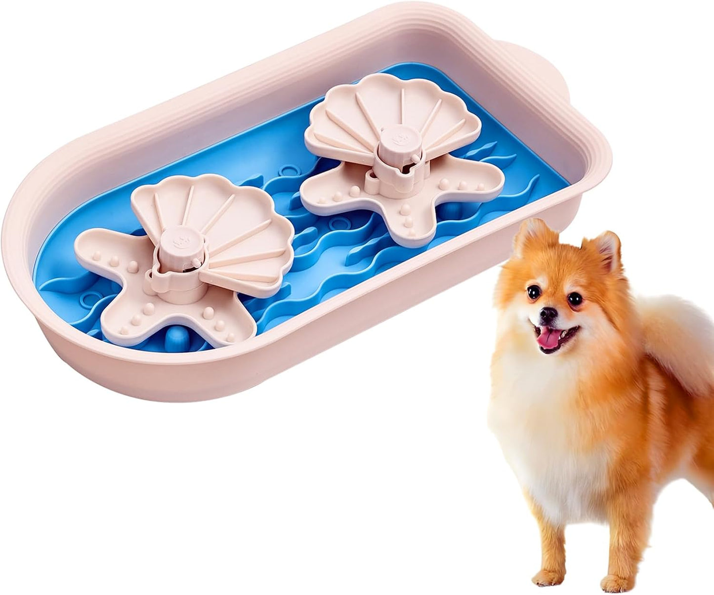 Puzzle Feeder Slow Feeder Dog Bowls for Large Dogs with Non-Slip Base - Adjustable Speed Design, Removable Puzzle Inserts & Dishwasher Safe (Blue)