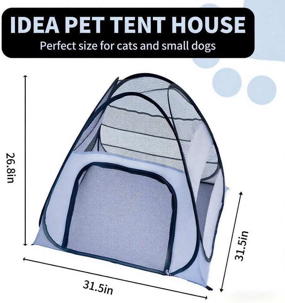 Outdoor Cat Cages Indoor House & Outdoor Cat Enclosure - Portable Pop Up Kennel Tent with Breathable Mesh, Survival Kit for Cats, Small Animal Cage for Rabbits, Turtles & Puppies