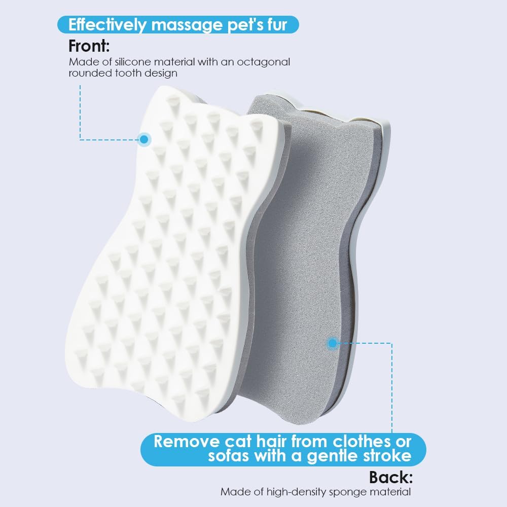 Mooncat Waterless Cat Shampoo and Brush Kit with Pet Eye Wipes Bundle, 5oz Licking Safe No Rinse Foam, 40 Count Finger Cot Tear Stain Remover for Grooming