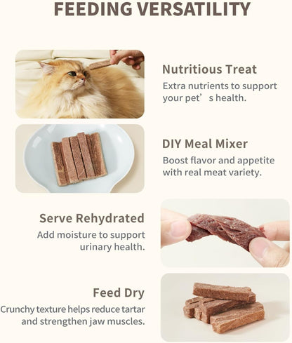 Freeze-Dried Beef Treat for Small Dog & Cat, Dehydrated Whole Cut Raw Treats for Training, Health Natural Single Ingredient Cats Dogs Dry Food (2.5 oz)