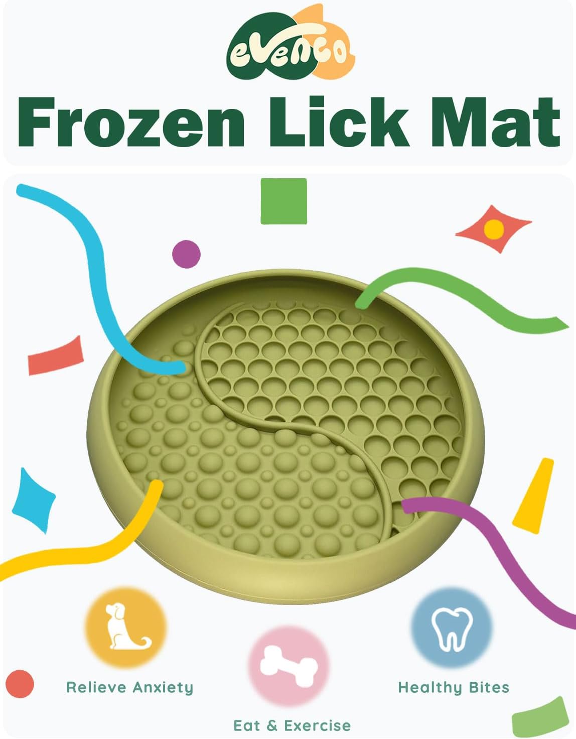 Slow Feeder Bowl Bundle: Green Frozen Lick Mat (8.0" x 1.4") + Light Blue Starry Sky Feeder (4.3" x 2.9"), Freeze-Friendly Lick Bowl with Suction Cups for Enrichment and Anxiety Relief