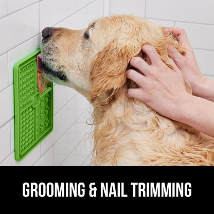 GORILLA GRIP BPA Free Silicone Lick Mat for Dogs, 49 Powerful Grip Suction Cups, Dishwasher Freezer Safe Flexible Licking Pad for Dog Baths, Cat Grooming, Nail Trimming, Black Green Orange Blue 4 Pack