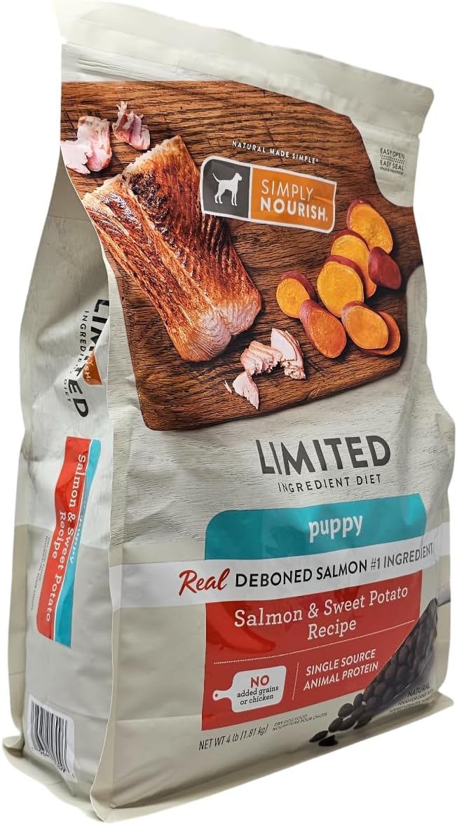 SIMPLY NOURISH Puppy Salmon and Sweet Potato Dry Dog Food, 4 Pound Bag