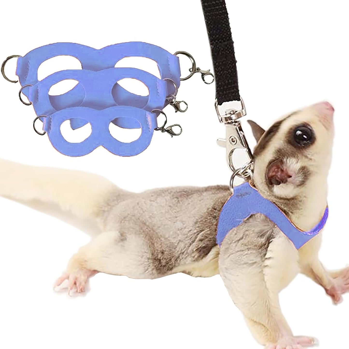 Meow&Woof Sugar Glider Bonding Pouch & Small Animal Carrier+ 3 Pack Sugar Glider Harness and Leash Set