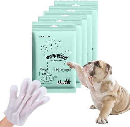 E I F E R 30-Pack Pet Cleaning Glove Wipes, Disposable Dog Bathing & Deodorizing Wipes, Cat Grooming Wipes, Dry Shampoo Pet Wipes, Plant-Based Formula, Non-Woven Fabric, Individually Wrapped