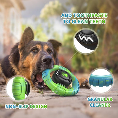 Dog Toys for Aggressive Chewers Large Medium Breed, Indestructible Squeaky Dog Chew Toys, Tough Nylon Rubber Interactive Dog Toys to Keep Them Busy