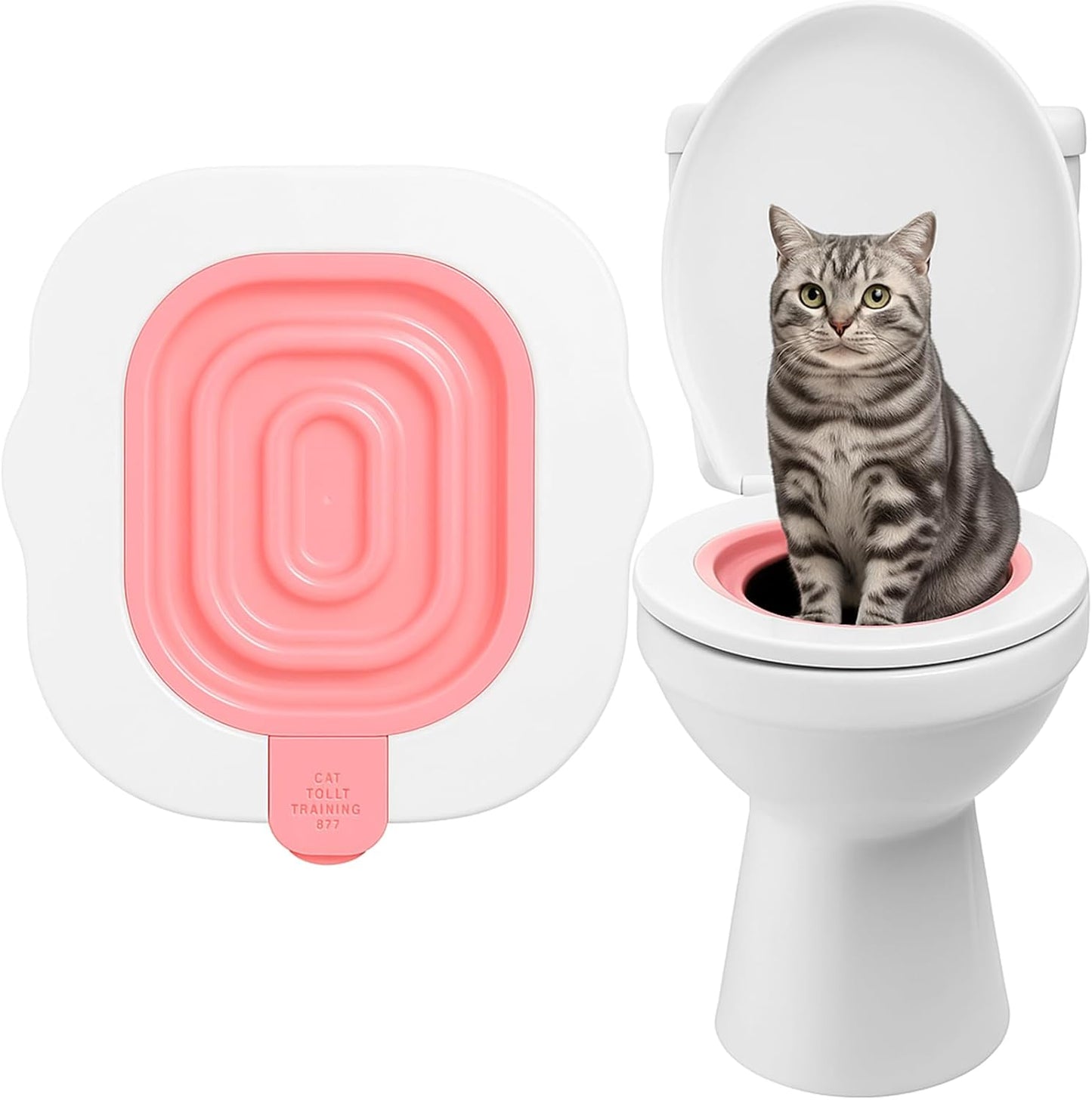 Cat Toilet Training Kit, ABS Plastic Step by Step System Reusable Tray for Litter Box Elimination and Home Cleanliness with Instructional Manual
