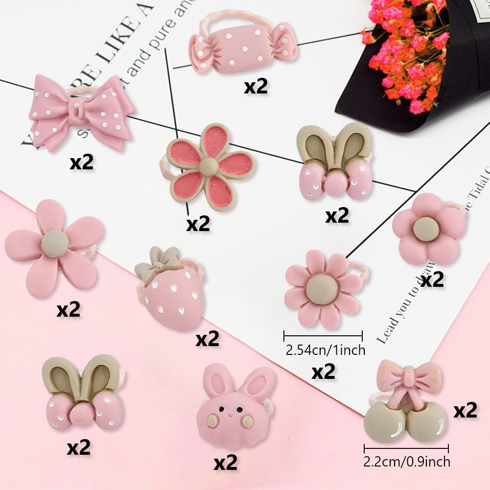45 Pcs Light Pink Small Dog Hair Bows with Rubber Bands Puppy Bows for Ears Cute Grooming Flower Bowknot Strawberries Topknot Dog Hair Accessories for Small Dogs Girl Hair Ties for Yorkie Shih tzu