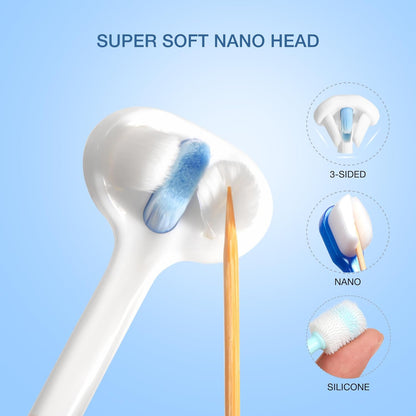 Ultra Soft Nano Dog Toothbrush Kit for Small Breed, Silicone 360 Pet Tooth Brushes for Dogs Cat,Canine Dental Care Set of 3 Different Shapes