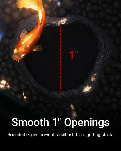 Aquarium Cave – Rock Texture Fish Shelter with 180° Viewing Angle, Betta Fish Tank Accessories, Shrimp & Snails – Aquarium Decor & Tunnel (Sand, Small)