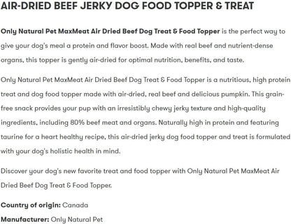 Only Natural Pet MaxMeat Holistic Air Dried Dry Dog Food Meal Topper - All Natural, High Protein, Grain Free and Limited Ingredient - Made with Real Meat - Beef with Pumpkin & Parsley 4 oz