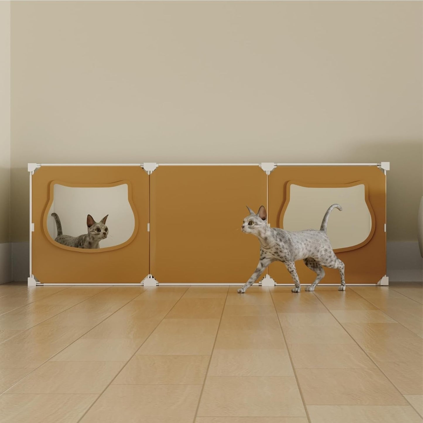 Small Cat Cage Indoor, DIY Cat Playpen Enclosure Crate Kennel with Top Platform, 2-Tier Cute Pet House for 1-2 Kitten