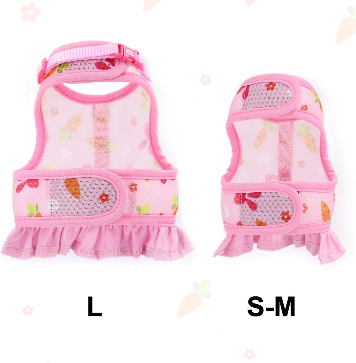 Pink Bunny Harness and Leash, Escape Proof Rabbit Harness and Leash Set, Cute Bunnies Vest Clothes Stuff Accessories - Also Suit for Ferret Kitten Puppy Small Animals, L(Adult Rabbit)